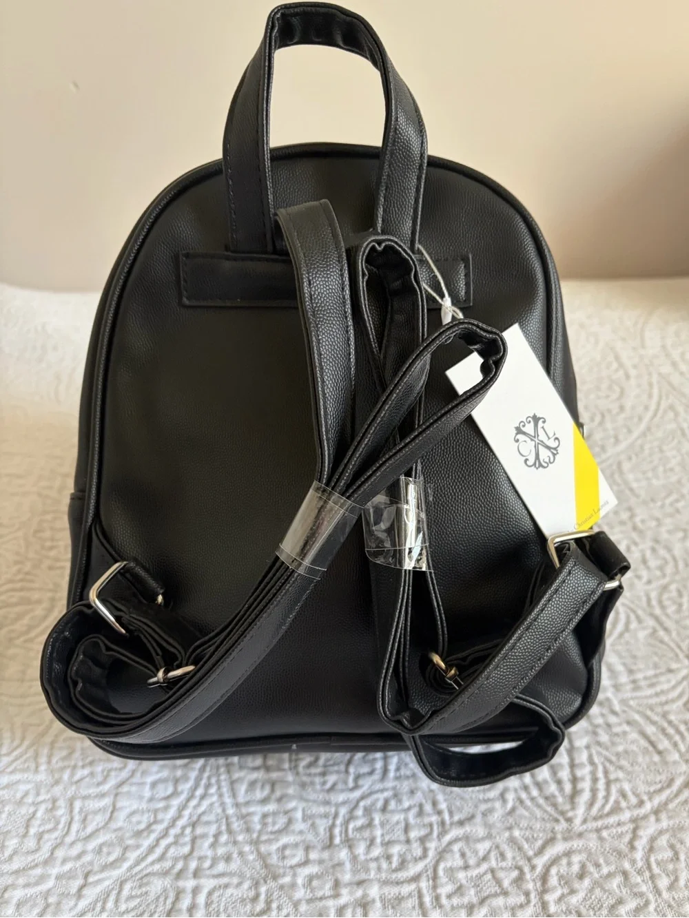 NWT CXL by Christian Lacroix Pine Caviar Backpack Black with Silver Hardware